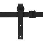 Skjutdörrsbeslag för Pardörrar, Komplett Monteringsset med Skena och Rullar, Robust Hängsystem i Kolstål, Svart, 200 cm