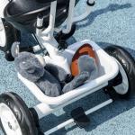 Trehjuling Barncykel Vit av Metall och Plast för Barn 1-5 År 6-i-1 med Push-Bygel och Solskydd Balanscykel Korg