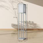Golvlampa med Hylla Modern Ljusgrå MDF för Vardagsrum Kompakt Design med 3 Fack Förvaring och Belysning