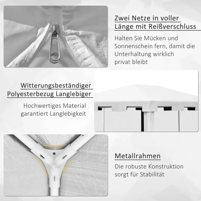 Paviljong Partytält Vit av Metall och PE 4 x 3 m