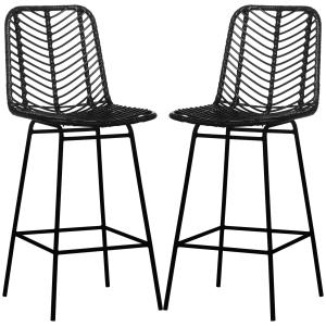 Barstolar Bistropallar Svart av Stål för Vardagsrum och Matsal Set om 2 med Fotstöd 42,5 x 52 x 102 cm