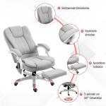 Massagestol, Kontorsstol, Gamingstol, Polyester, Skum och Nylon, Grå, 66 x 63 x 107–115 cm