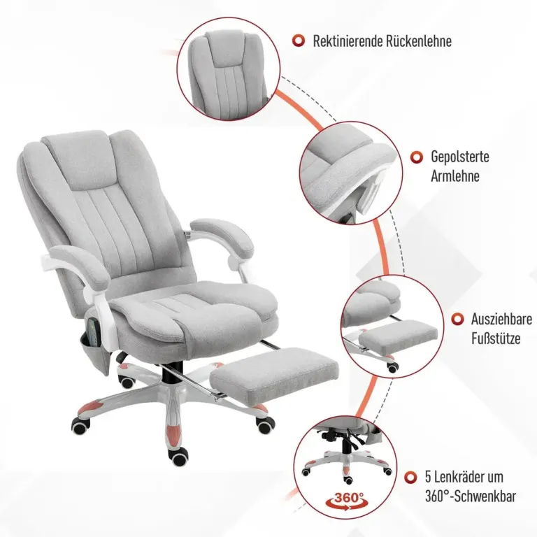 Massagestol Kontorsstol Gamingstol 66 x 63 x 107–115 cm