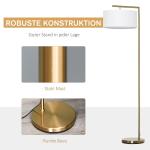 Elegant Golvlampa med Linnéskärm, Modern Läslampa med E27-Sockel och Metallfot, Stämningsbelysning för Vardagsrum och Kontor, Guld/Vit, 47 x 37 x 153 cm