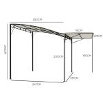 Pergola Trädgårdslusthus Väggmonterat Krämvit av Stål för Trädgård ve Balkong Solskydd med Justerbart Tak 3 x 2,5 m