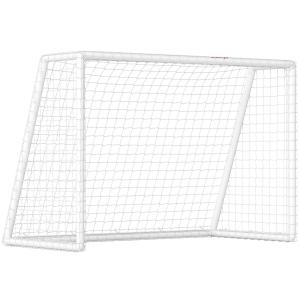 Fotbollsmål med Robust Nät och Markpinnar för Träning och Match för Barn och Vuxna Stabil och Lättmonterad Vit Plast 180 x 92 x 124 cm