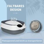 Kattlåda Toalett med Ströskopa och Deodorant Vit Grå av Plast för Katter upp till 5 kg Lukthämmande och Hygienisk Design 52 x 41 x 38 cm