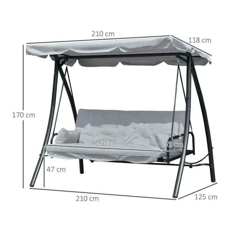 Hammock med Liggfunktion 3-Sits 209 x 114 x 170 cm