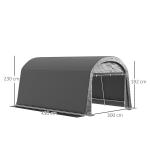 Tältgarage Cykelförvaringstält Vattentätt Mörkgrå av PE och Stål för Trädgård Cykelskjul med Dörr och Dammskydd 300 x 450 x 230 cm