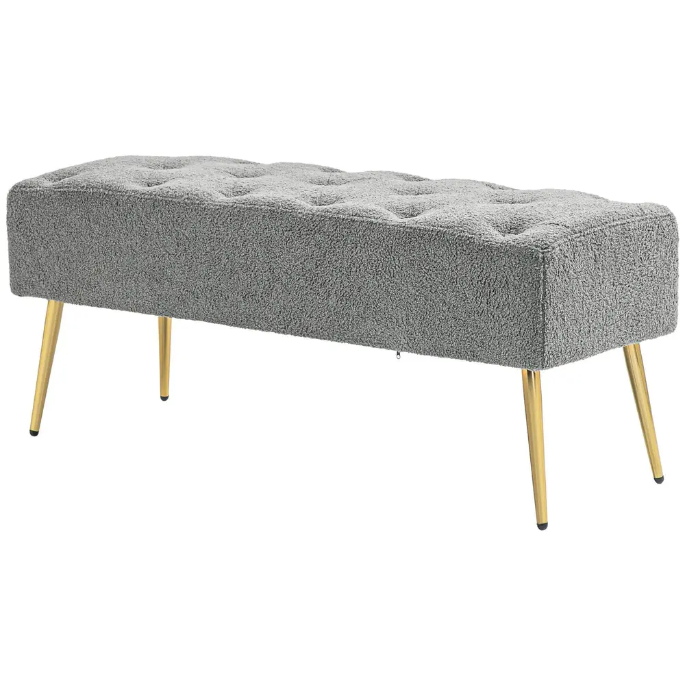 Klädd Bänk Sängbänk Grå av Lammullslook 112 x 41 x 46 Cm