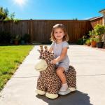 Åkdjur Giraff Elektrisk Brun Plysch och Metall för Barn 1,5–5 År Batteridriven Leksak med Musik och Pedaler Tvättbar Klädsel