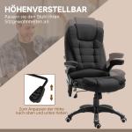 Kontorsstol med Vibrationsmassage och Värme, Höj- och Sänkbar Chefsstol med Fjärrkontroll, Liggfunktion, Linnelook, Svart