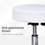Ergonomisk Rullpall med Ryggstöd Justerbar Snurrpall Bekväm Sits Konstläder för Klinik eller Kontor Vit 35 X 72-84 Cm