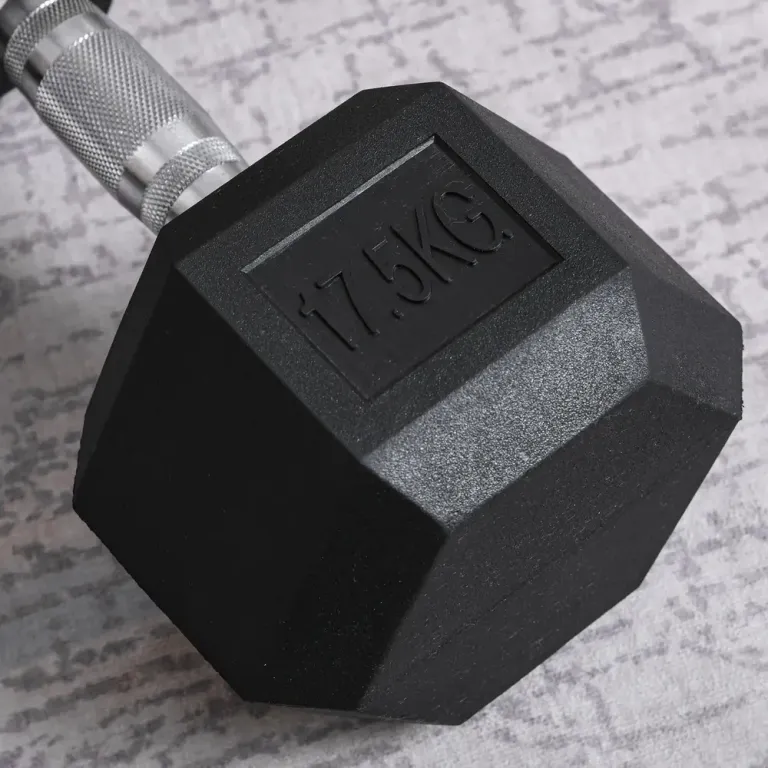 Hexagon Hantel i Gummi & Stål 17,5 kg Svart