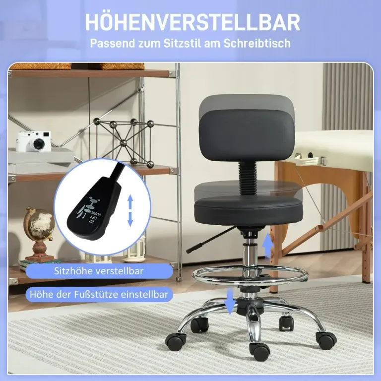 Kontorsstol Ritstol med Fotring Svart av Konstläder