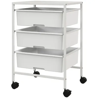 Rullvagn Serveringsvagn Vit av Plast 40,8 x 33,5 x 60,5 Cm