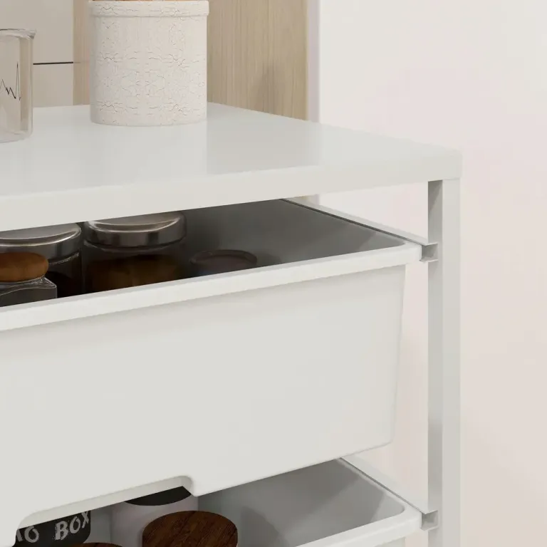 Rullvagn Serveringsvagn Vit av Plast 40,8 x 33,5 x 60,5 Cm