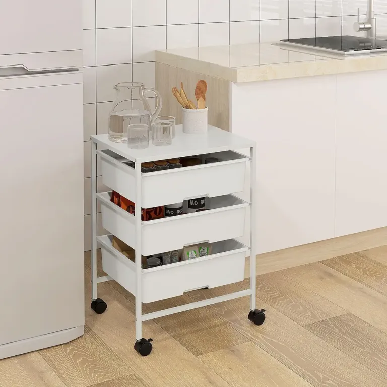 Rullvagn Vit av Plast 40,8 x 33,5 x 60,5 cm
