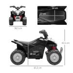 Elektrisk Barnfyrhjuling, 2,8 km/h, LED-strålkastare, för Barn 1,5–3 År, Svart, 65,5 x 38,5 x 43,5 cm