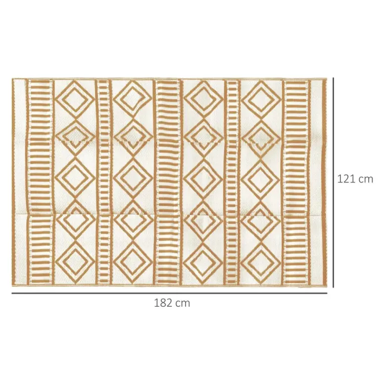 Utomhusmatta Plastmatta Kaffe och Vit av Plast 121 x 182 cm