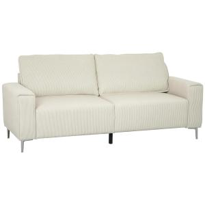 Soffa 3-Sits Soffa med Armstöd Krämvit av Manchester och Trä för Vardagsrum Stoppad Soffa med Ryggkuddar 193 x 77 x 80 cm