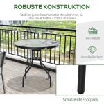 Runt Bistrobord Metall och Glas Elegant Trädgårdsbord med Parasollhål Väderbeständig Svart 80 Cm