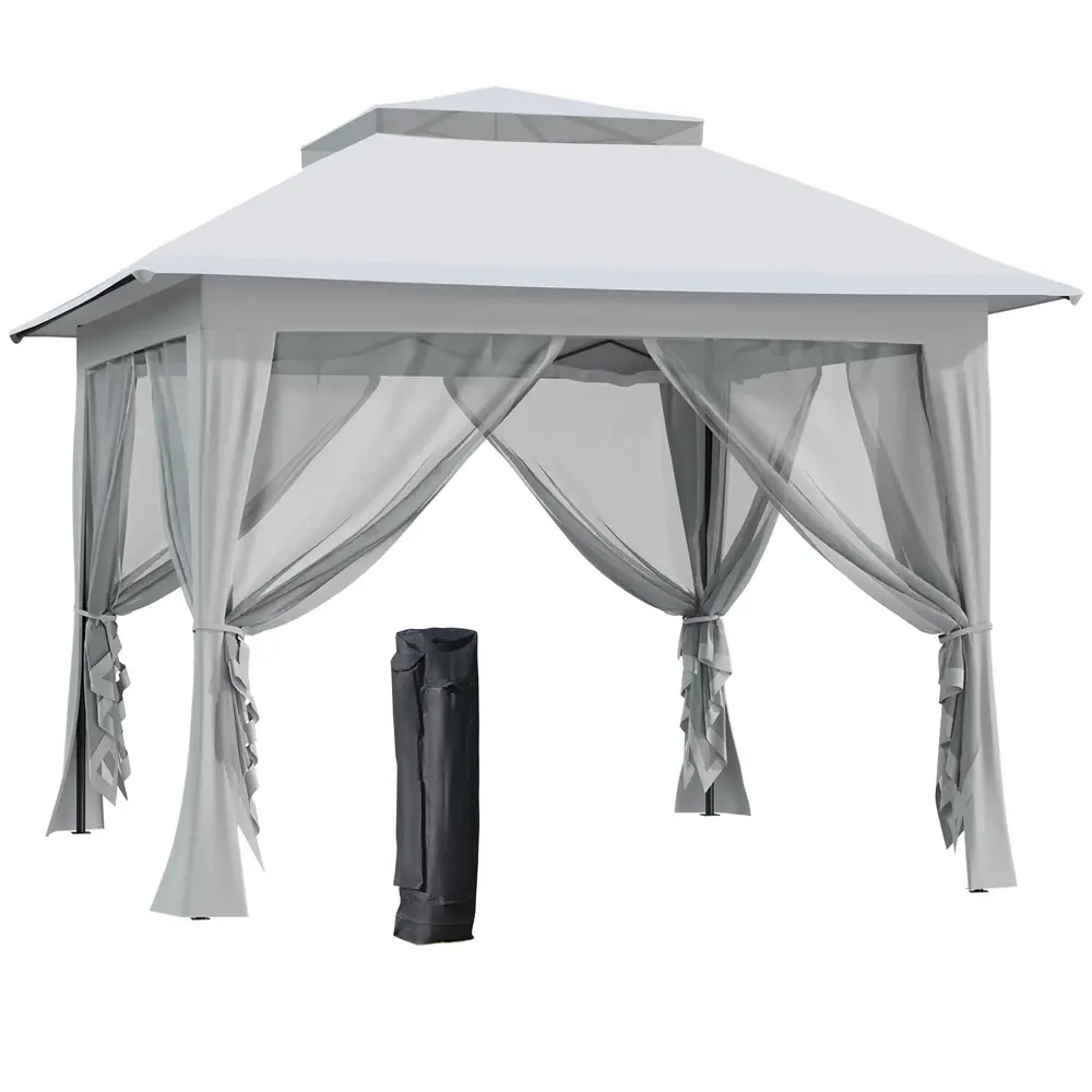 Hopfällbar Pop-Up Paviljong Partytält 3,64 x 3,64 x 2,94 M