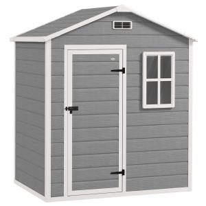Redskapsbod och Förråd med Sadeltak och Golv samt Låsbar Dörr för Trädgård och Uteplats Hållbar och Stabil Grå Stål 1,9 m² 182 x 121 x 200 cm