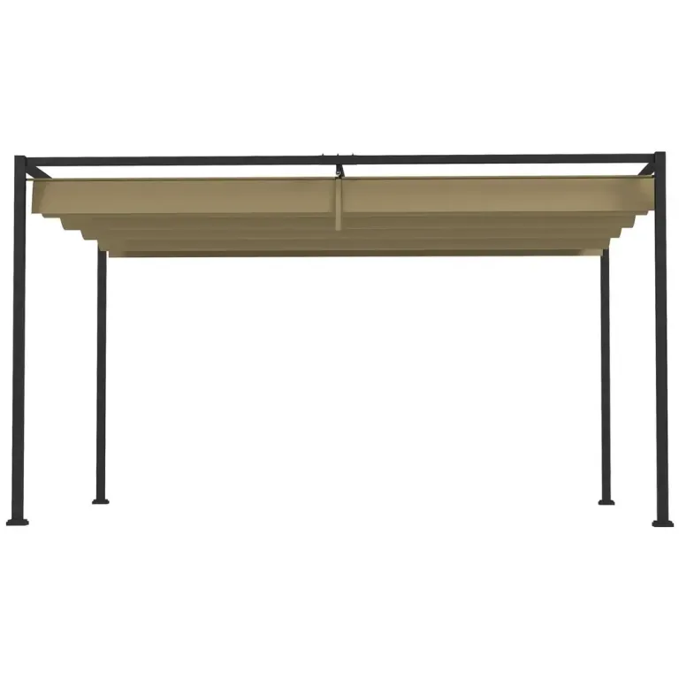 Pergola Trädgårdspaviljong med Tak Khaki av Stål 4 x 3 m