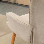 Vingstol med Pall Relaxstol Beige av Tyg med Sladdlook och Trä för Vardagsrummet Stoppad Fåtölj TV Stol Bekväm Design