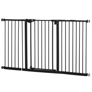 Spänngrind för Dörröppning, Justerbar Säkerhetsgrind med Förlängning, Enkel Montering utan Borrning, Svart, 136,3 x 76,2 cm