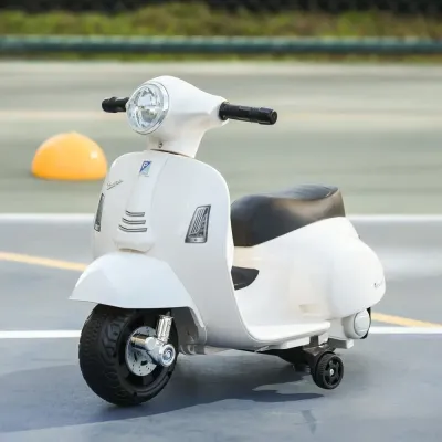 Elmotorcykel Vespa för Barn med LED-Ljus, Vit