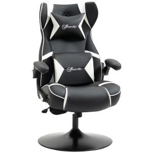 Ergonomisk Gamingstol med Högtalare, Bekväm Datorstol med Bluetooth och Vippfunktion, Inkluderar Nackstöd och Svankkudde, Blå