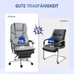 Kontorsstol Chefsstol Ljusgrå av Konstläder och Metall för Kontor Vippfunktion och Tippbart Ryggstöd 180 kg
