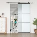 Skjutdörrssats, Kolstål, Installationssats utan Dörr, Platsbesparande, Svart