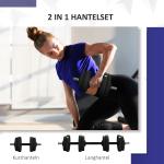 2-i-1 Hantelset, Skivstång och Hantel, 15 kg, Halkfri, Golvvänlig, Svart/Grön