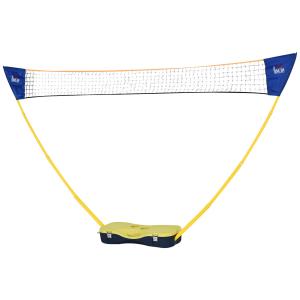 Badmintonnät med Stativ Bärbart Badmintonnätstativ Inkl. 4 Badmintonracketar Gula och Blå