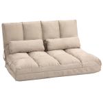 Golvstol Bäddfåtölj 2-i-1 med Ryggstöd Beige av Sammet och Stål för Vardagsrum Justerbar Säng med 3 Lägen 102 x 73 x 60 cm