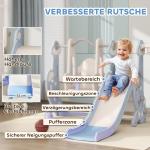 Barnrutschbana Lekplats 4-i-1 Ljusblå av Plast för Inomhus och Utomhus Rutschkana med Gunga och Basketkorg