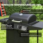 Gasgrill 7 KW Grillvagn med 3 Brännare, Side Cooker och Rulllås, Svart, 107x54x96 cm