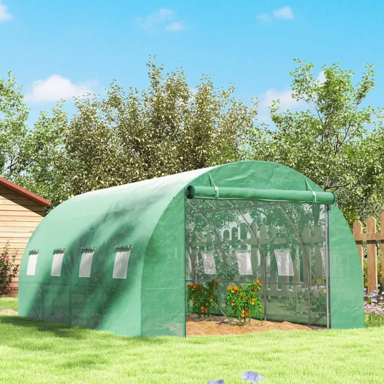 Växthus Filmtunnel 8 Fönster Grön av PE 4 x 3 x 2 m