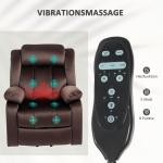 TV-Stol Liggfåtölj Elektrisk med Ståhjälp Brun av Tyg för Vardagsrum Massagefåtölj med Värme och Fjärrkontroll