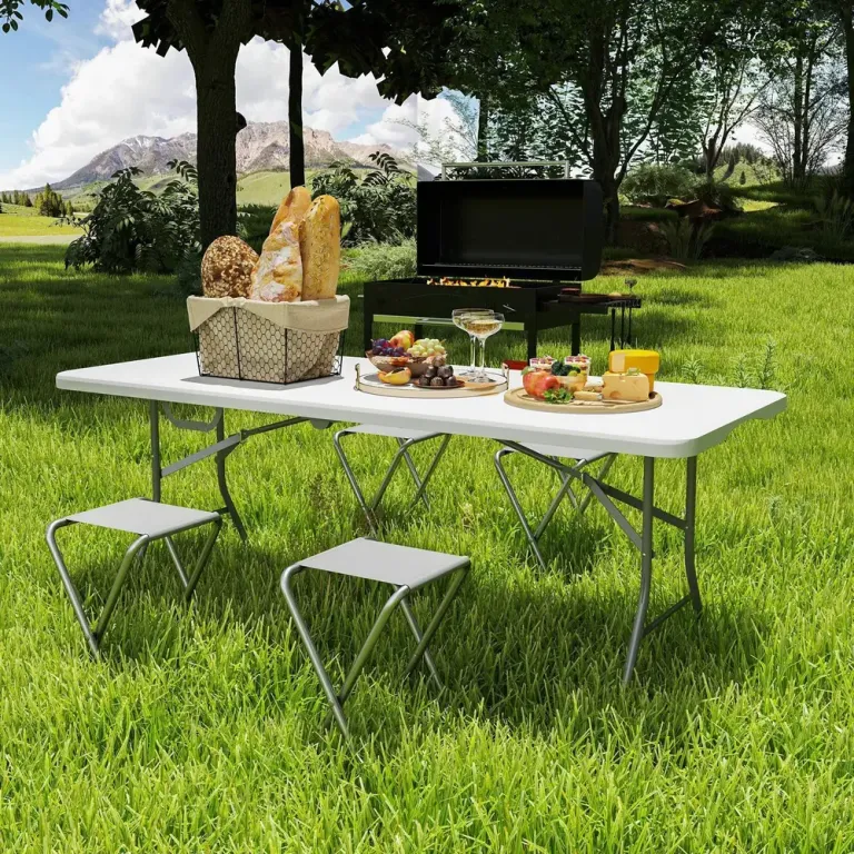 Trädgårdsbord Campingbord Fällbart Vit av Plast 180 x 74 cm