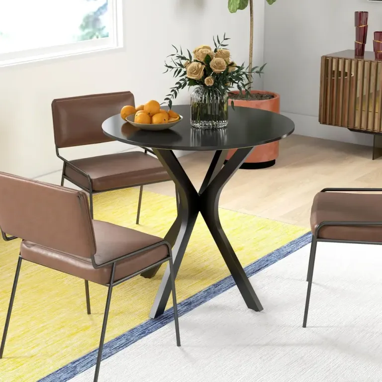 Kompakt Matbord för Kök Rund Bordsskiva Svart 78 x 75 cm