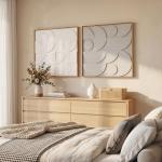 Väggdekoration 3D Modern Vit Konstmaterial för Vardagsrum Geometrisk Design 2-pack Elegant Konst 80x3,5x80 cm