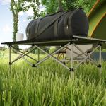 Hopfällbart Campingbord med Roll-up Bordsskiva, Aluminium, Khaki, 95 x 55 cm