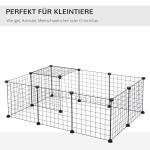 Liten Smådjursbur Metall Flexibel Utehage för Kaniner och Marsvin Modulärt Galler Svart 106 X 73 X 36 Cm