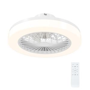 Takfläkt med LED-lampa och Fjärrkontroll samt 6 Hastigheter och Tyst Motor för Sovrum och Vardagsrum Ergonomisk och Modern Vit Metall
