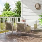 Trädgårdsmöbelset i Polyrattan Loungeset med 2-sits Soffa, Fåtölj och Glasbord för 4, Brun+Grå