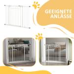 Trappgrind/Hundport med Automatisk Stängning och Enhandsmanövrering, Vit, 100 x 4 x 76 cm